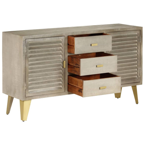 Rustika Rowe - Drawer Cabinet Solid Mango Wood Grey with Brass 140x40x80 cm