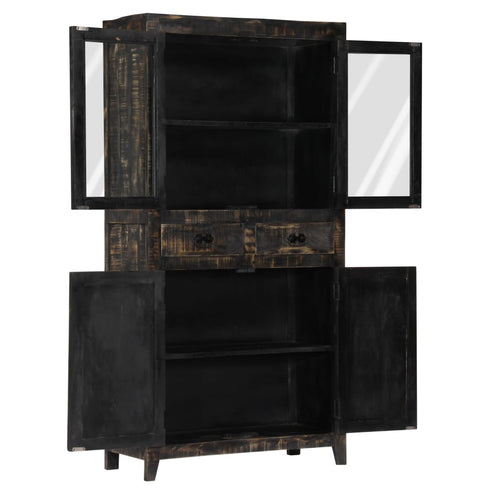 Rustika Rowe - Highboard Black 90x40x180 cm Solid Mango Wood