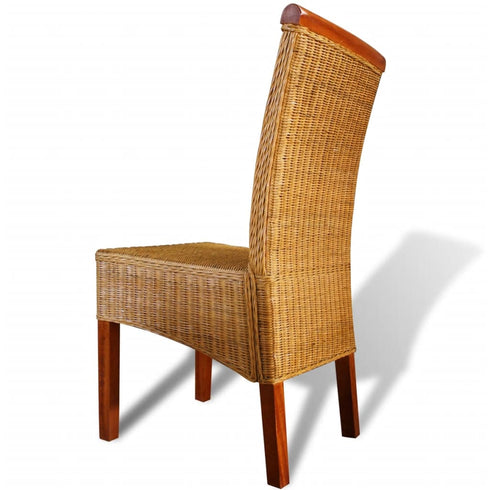 Swen Studio - Dining Chairs 4 pcs Brown Natural Rattan