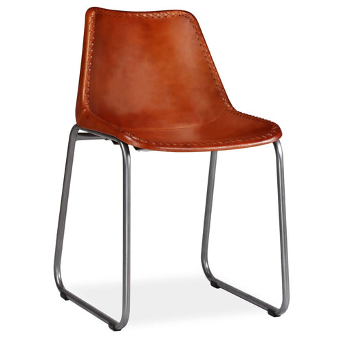 Swen Studio - Dining Chairs 6 pcs Brown Real Leather