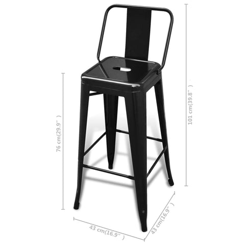 Swen Studio - Bar Stools 6 pcs Black Steel