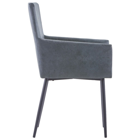 Swen Studio - Dining Chairs with Armrests 6 pcs Grey Faux Suede Leather