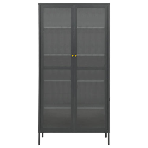 Lady Jillian - Display Cabinet Anthracite 90x40x180 cm Steel and Tempered Glass