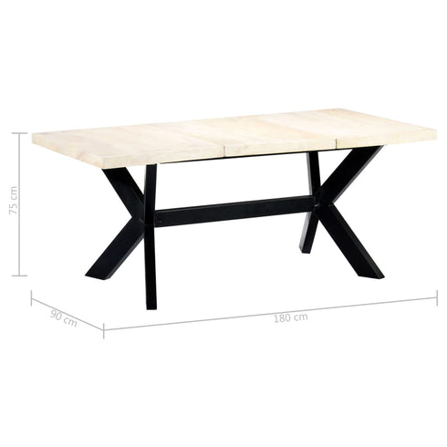 Rustika Rowe - Dining Table White 180x90x75 cm Solid Mango Wood