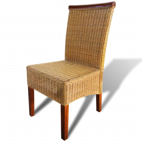Swen Studio - Dining Chairs 4 pcs Brown Natural Rattan