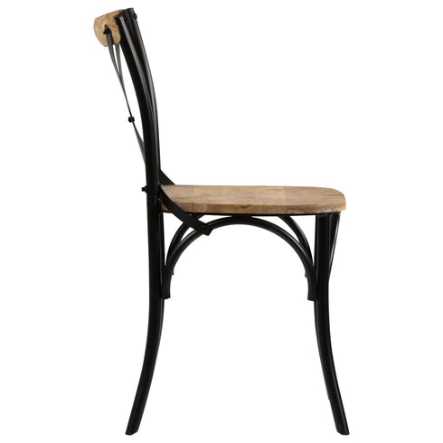 Swen Studio - Cross Chairs 6 pcs Black Solid Mango Wood