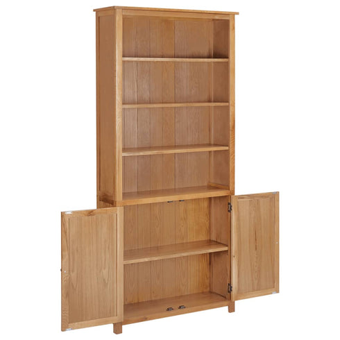 Maison Madeleine - Bookcase with 2 Doors 90x30x200 cm Solid Oak Wood