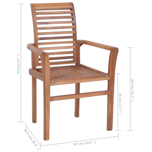 Swen Studio - 3072945 Stacking Dining Chairs 8 pcs Solid Teak Wood (2x44665)