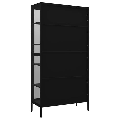 Lady Jillian - Display Cabinet Black 90x40x180 cm Steel and Tempered Glass