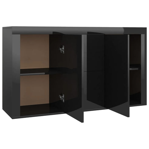 Rustika Rowe - Sideboard High Gloss Black 120x36x69 cm Chipboard