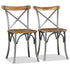 Swen Studio - Dining Chairs 6 pcs Solid Mango Wood and Steel Cross Back