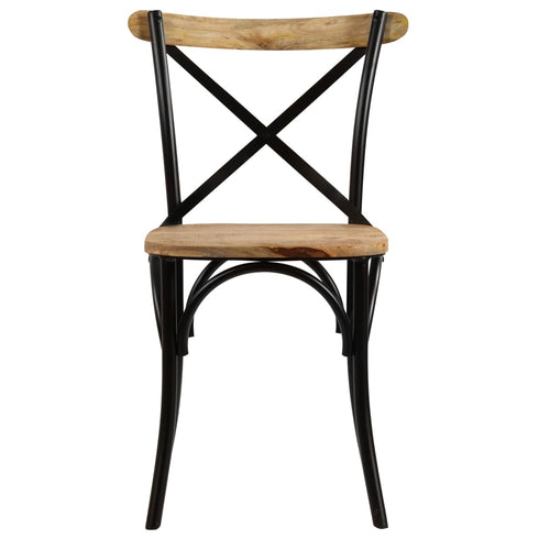 Swen Studio - Cross Chairs 6 pcs Black Solid Mango Wood