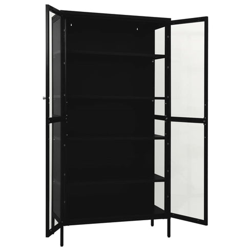 Lady Jillian - Display Cabinet Black 90x40x180 cm Steel and Tempered Glass