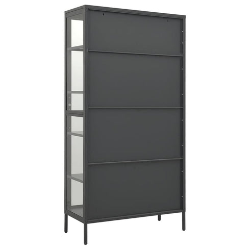 Lady Jillian - Display Cabinet Anthracite 90x40x180 cm Steel and Tempered Glass
