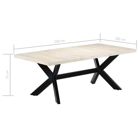Rustika Rowe - Dining Table White 200x100x75 cm Solid Mango Wood