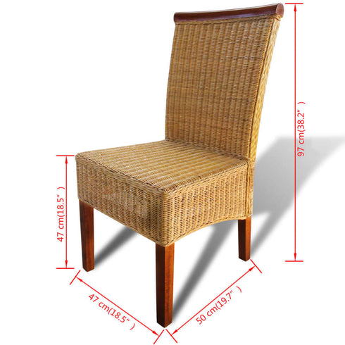 Swen Studio - Dining Chairs 6 pcs Brown Natural Rattan