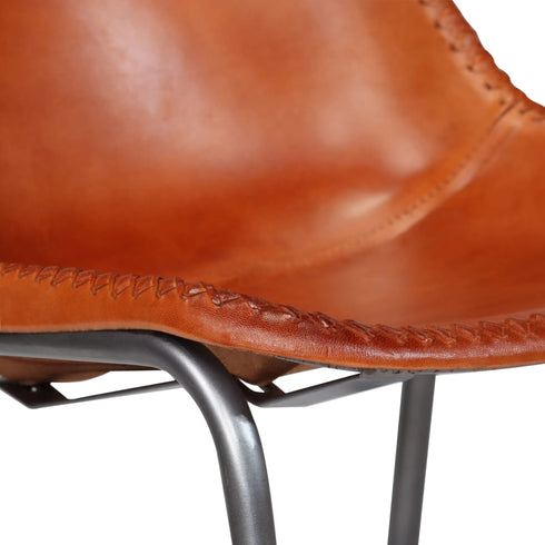 Swen Studio - Dining Chairs 6 pcs Brown Real Leather