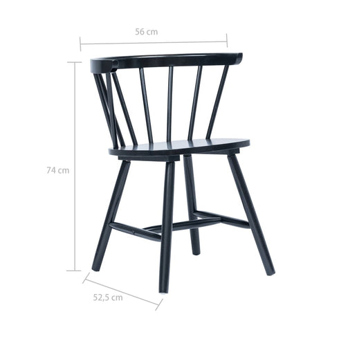 Maison Madeleine - Dining Chairs 6 pcs Black Solid Rubber Wood
