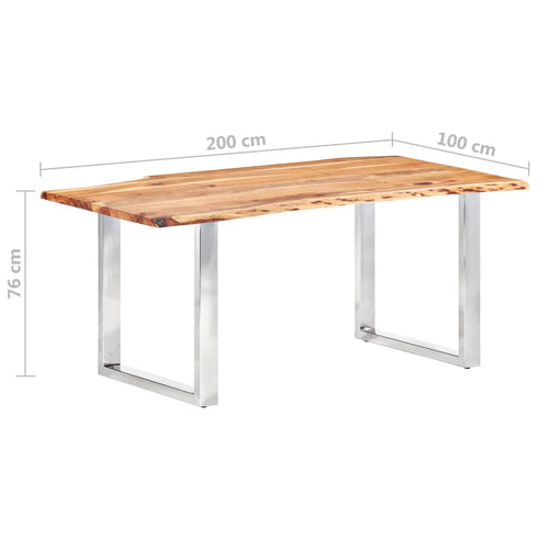 Rustika Rowe - Dining Table with Live Edges Solid Acacia Wood 200 cm 3.8 cm