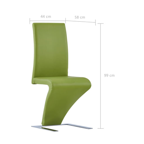 Swen Studio - Dining Chairs with Zigzag Shape 6 pcs Green Faux Leather