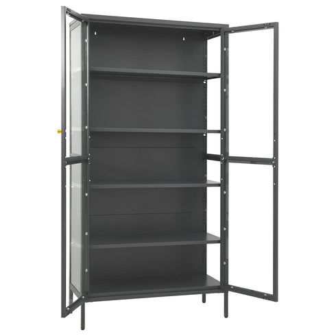 Lady Jillian - Display Cabinet Anthracite 90x40x180 cm Steel and Tempered Glass