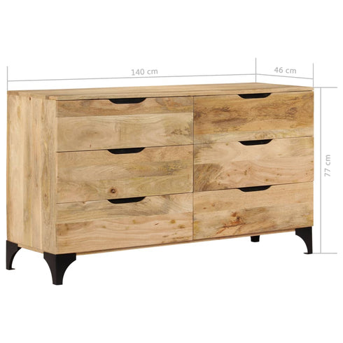 Rustika Rowe - Drawer Cabinet Solid Mango Wood 140x45x80 cm