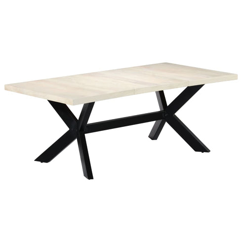 Rustika Rowe - Dining Table White 200x100x75 cm Solid Mango Wood