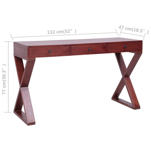Swen Studio - Computer Desk Brown 132x47x77 cm Solid Mahogany Wood