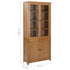 Maison Madeleine - Bookcase with 4 Doors 90x35x200 cm Solid Oak Wood and Glass
