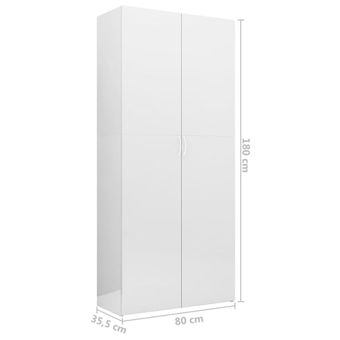 Swen Studio - Storage Cabinet High Gloss White 80x35.5x180 cm Chipboard