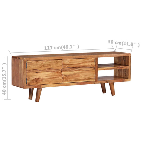 Swen Studio - TV Cabinet Solid Acacia Wood with Carved Doors 117x30x40 cm