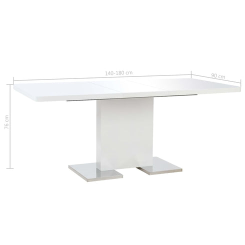 Swen Studio - Extendable Dining Table High Gloss White 180x90x76 cm MDF
