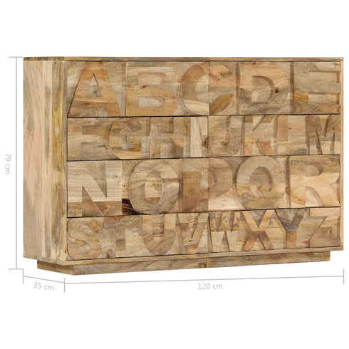 Rustika Rowe - Alphabet Cabinet with 6 Drawers 120x35x79 cm Solid Mango Wood