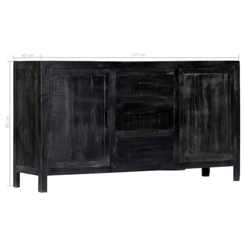 Rustika Rowe - Sideboard Black 147x40x80 cm Solid Mango Wood