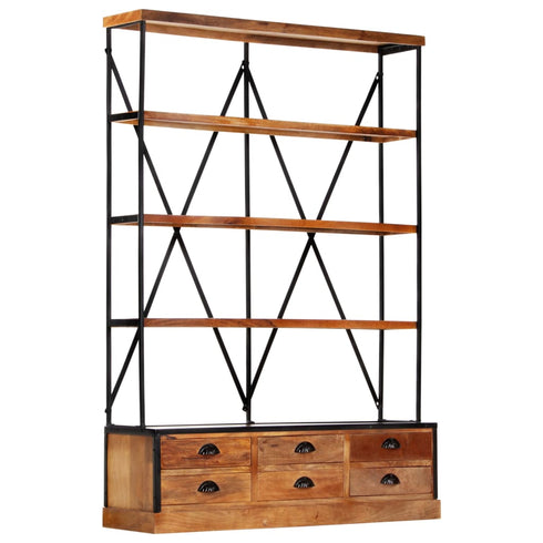 Rustika Rowe - 4Tier Bookcase with 6 Drawers 122x36x181 cm Solid Mango Wood