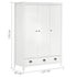 Maison Madeleine - 3Door Wardrobe Hill Range White 127x50x170 cm Solid Pine Wood