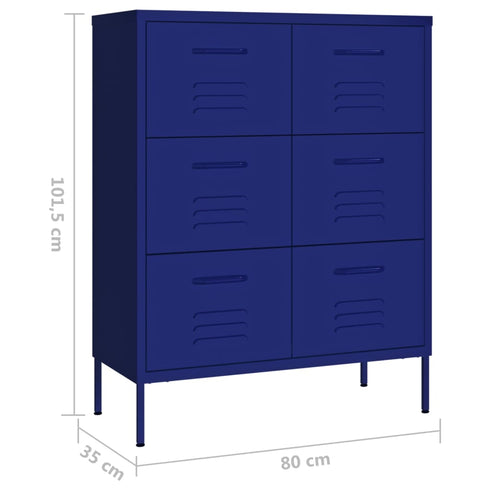 Lady Jillian - Drawer Cabinet Navy Blue 80x35x101,5 cm Steel