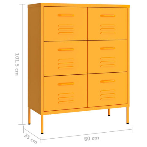 Lady Jillian - Drawer Cabinet Mustard Yellow 80x35x101,5 cm Steel