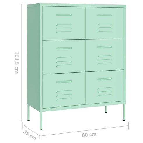 Lady Jillian - Drawer Cabinet Mint 80x35x101,5 cm Steel