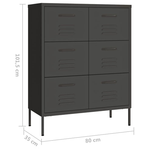 Lady Jillian - Drawer Cabinet Anthracite 80x35x101,5 cm Steel