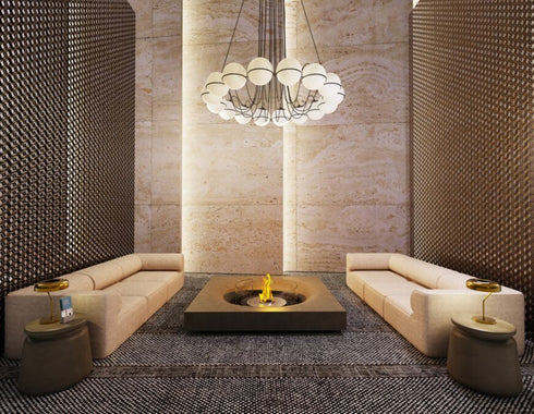 Ecosmart Fire Round 20 Fire Pit Kit - Black Finish / Black Burner - ESF.B.FPK.R.20.B