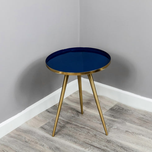 Native Home Lifestyle Side Table Blue Enamel Tray